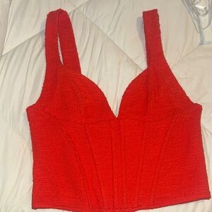 Zara Bold Red Textured Top